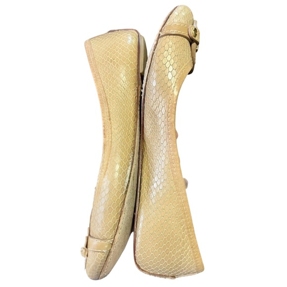 Tory Burch Women's SnakePrint Tan Flats - Picture 5 of 8